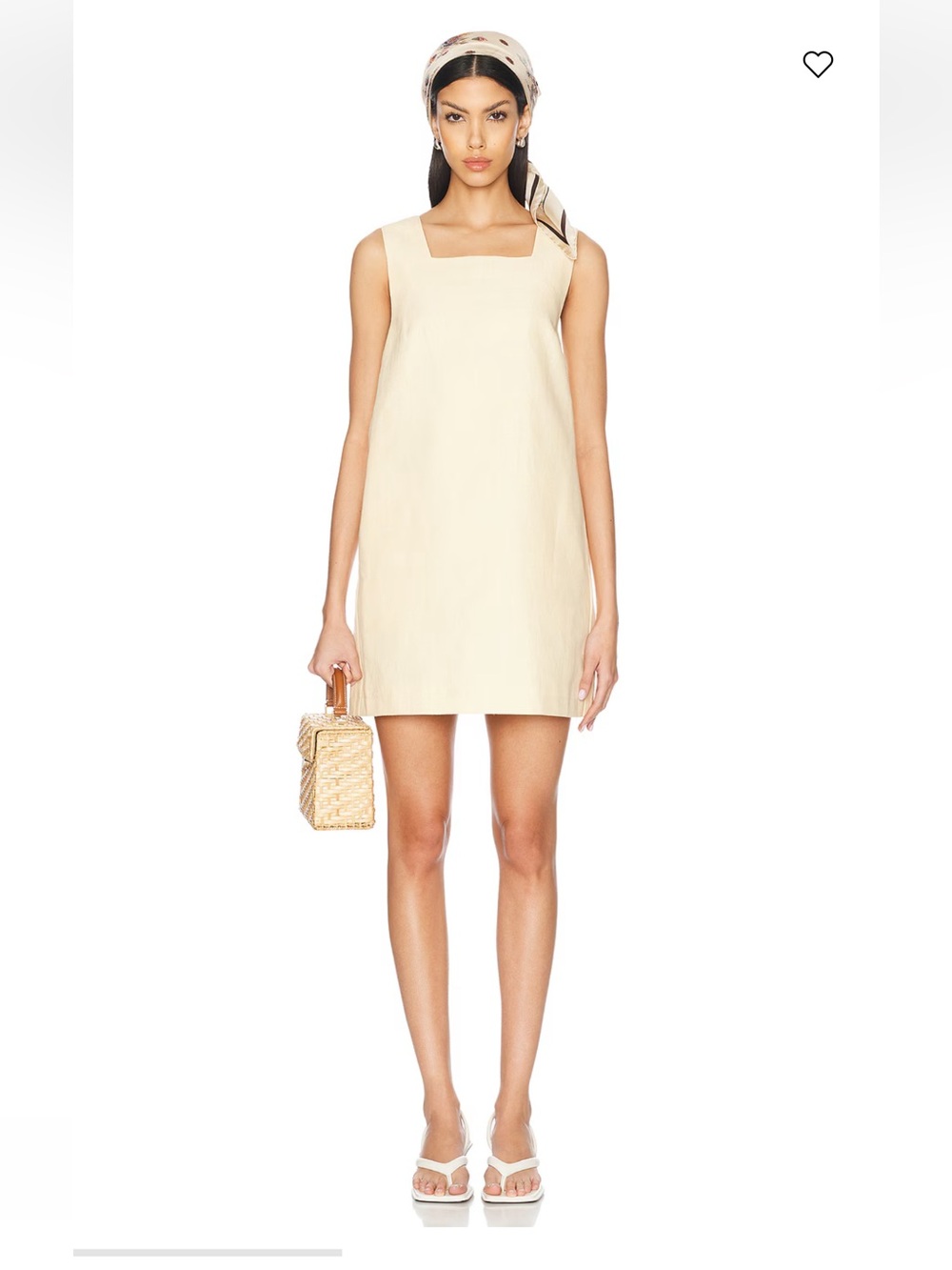 POSSE 100% Linen Mini Shift Dress Square Neck Butter Yellow Size S